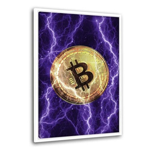 Electrified Bitcoin - purple - Leinwandbild mit Rahmen