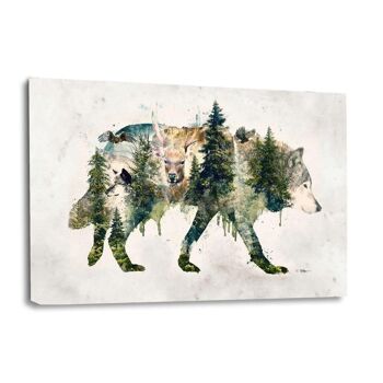 Wolf World - tableau sur toile avec espace d'ombre 14