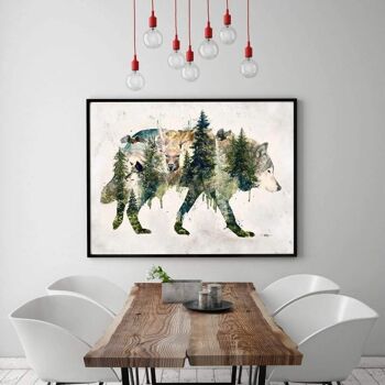 Wolf World - tableau sur toile avec espace d'ombre 22