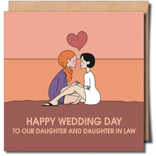 Happy Wedding Day To Our Daughter and Daughter-in-law Greeting Card.