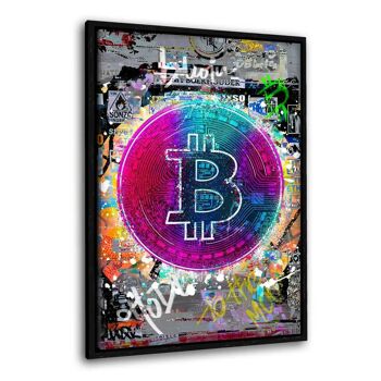 Bitcoin coloré - tableau sur toile avec cadre 21