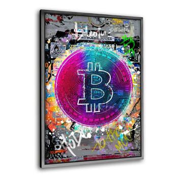 Bitcoin coloré - tableau sur toile avec cadre 11