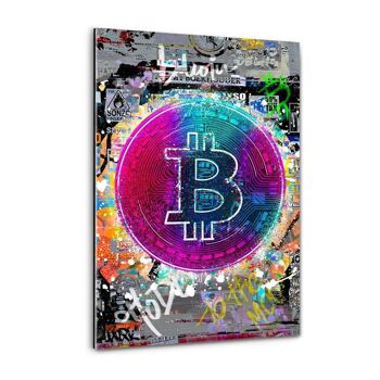 Bitcoin coloré - tableau sur toile avec cadre 15