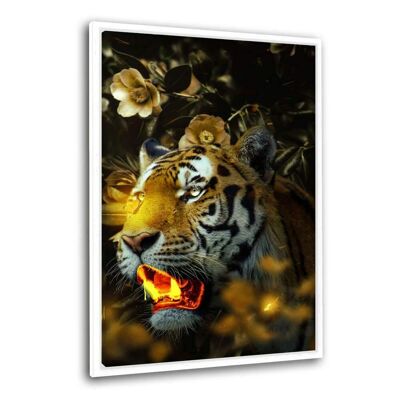 Tigre d'oro - quadro su tela con spazio d'ombra