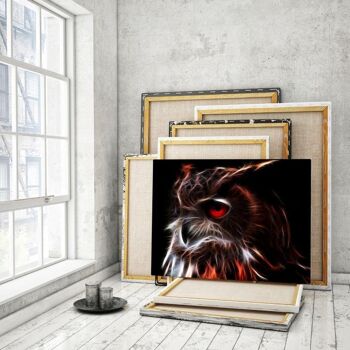 Glowing Owl - tableau sur toile avec espace d'ombre 21