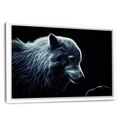 Glowing Arctic Wolf - Leinwandbild mit Schattenfuge