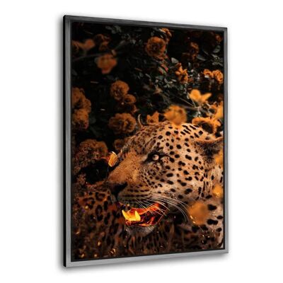 Goldener Leopard - Leinwandbild mit Schattenfuge