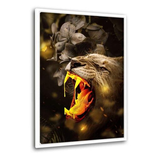 Goldener Löwe - Leinwandbild mit Schattenfuge