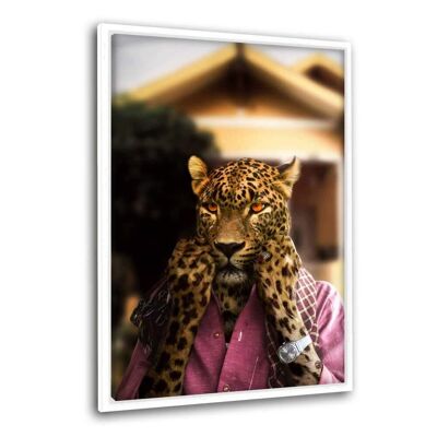 Business Leopard - tableau sur toile avec espace d'ombre