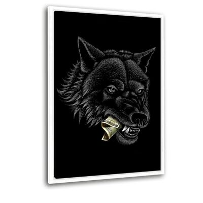 Money Wolf - canvas picture with shadow gap