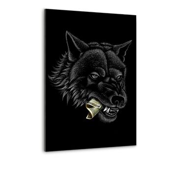 Money Wolf - tableau sur toile avec espace d'ombre 26