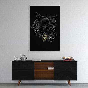 Money Wolf - tableau sur toile avec espace d'ombre 13