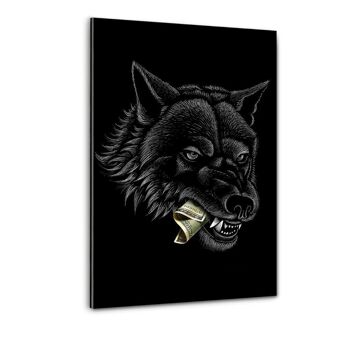 Money Wolf - tableau sur toile avec espace d'ombre 5