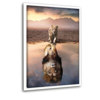 Lion Reflection - Canvas with shadow gap