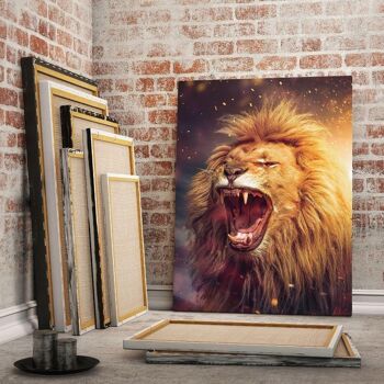 Lion Power - tableau sur toile avec espace d'ombre 12