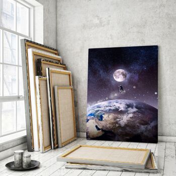 Fly to the Moon - tableau sur toile avec espace d'ombre 23