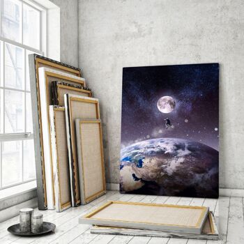 Fly to the Moon - tableau sur toile avec espace d'ombre 3