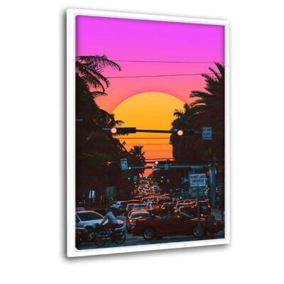Vaporwave Sunset - impression sur toile avec espace d'ombre