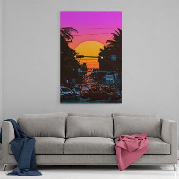 Vaporwave Sunset - impression sur toile avec espace d'ombre 2