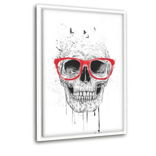 Skull With Red Glasses - Leinwandbild mit Schattenfuge
