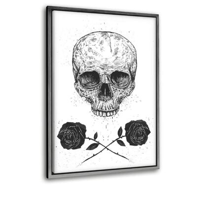 Skull N Roses - Leinwandbild mit Schattenfuge