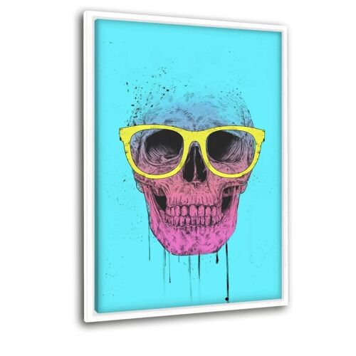 Pop Art Skull With Glasses - Leinwandbild mit Schattenfuge