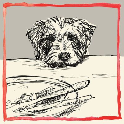 'Dog with Plate' Greetings Card