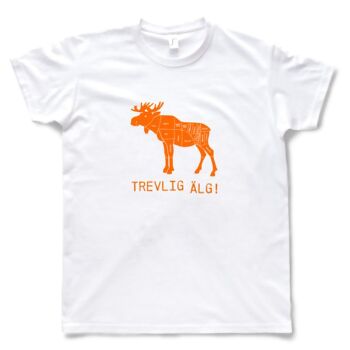 T-shirt Blanc Homme – Motif orignal orange