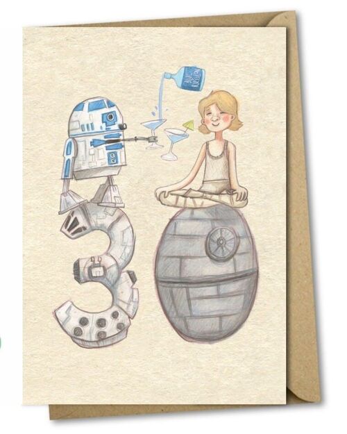 30th birthday card - R2D2 & Luke Skywalker