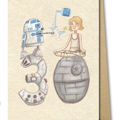 30. Geburtstagskarte - R2D2 & Luke Skywalker
