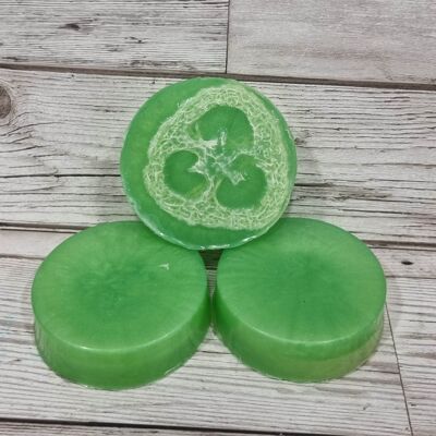 Barre de savon luffa pomme verte