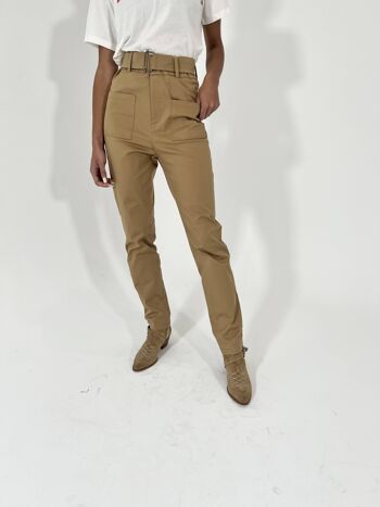 PACHI - Pantalon taille haute CAMEL 3