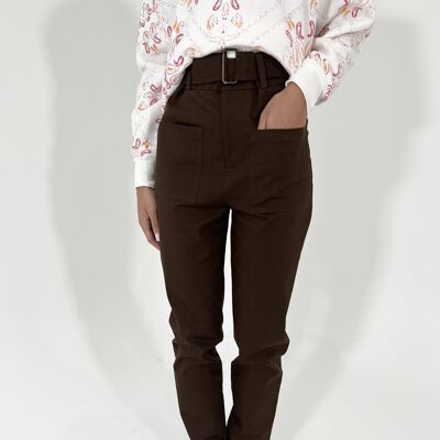 PACHI - BROWN High-waisted pants