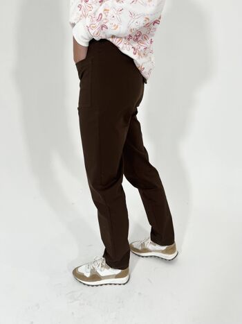 PACHI - Pantalon taille haute MARRON 2