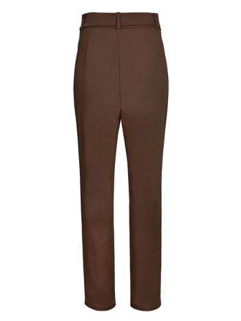 PACHI - Pantalon taille haute MARRON 4