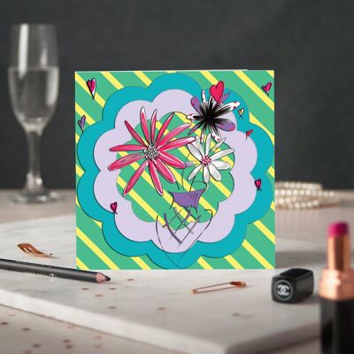 Retro Flowers Greeting Card