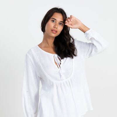 White Kara linen blouse
