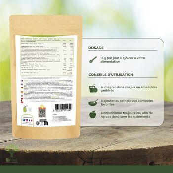 Açaï Bio en Poudre - Superaliment - Fer Oméga 3 Phosphore - Baies Lyophilisées de Qualité Premium - Sans Sucre Ajouté - Conditionné en France - Vegan 5