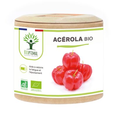 Acerola Orgánica - Complemento alimenticio - Vitamina C - Antifatiga Sistema inmunológico - Extracto de acerola en cápsulas - Hecho en Francia - Vegano - cápsulas