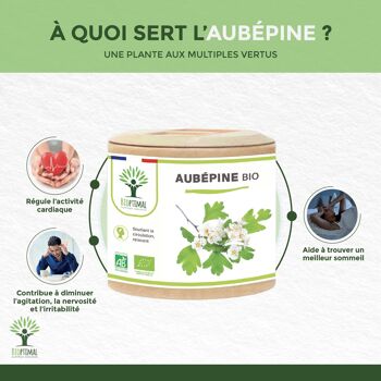 Aubépine bio - Complément alimentaire Santé cardiovasculaire Relaxant Sommeil - Sommité fleurie pure - Gélules - Fabriqué en France - Certifié Ecocert - gélules 2