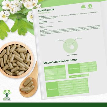 Aubépine bio - Complément alimentaire Santé cardiovasculaire Relaxant Sommeil - Sommité fleurie pure - Gélules - Fabriqué en France - Certifié Ecocert - gélules 6
