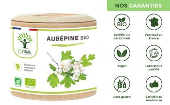 Aubépine bio - Complément alimentaire Santé cardiovasculaire Relaxant Sommeil - Sommité fleurie pure - Gélules - Fabriqué en France - Certifié Ecocert - gélules 8