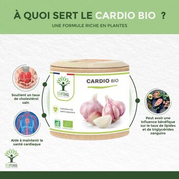 Cardio Bio - Complément alimentaire - Ail Aubépine Olivier Reine des prés - Cholestérol Santé cardiovasculaire - Fabriqué en France - Certifié Ecocert - gélules 2