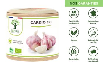 Cardio Bio - Complément alimentaire - Ail Aubépine Olivier Reine des prés - Cholestérol Santé cardiovasculaire - Fabriqué en France - Certifié Ecocert - gélules 8