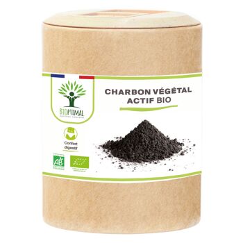 Charbon végétal actif Bio - Complément alimentaire - Digestion Gaz Ventre plat - 150 mg de Poudre Active Pure par Gélule - Fabriqué en France - gélules 12