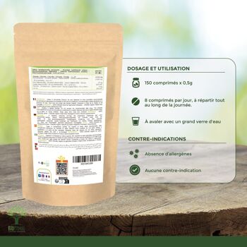 Chlorella Bio - Complément Alimentaire - Protéines Vitamine B12 - Poudre Chlorelle Pure - Comprimés - Conditionné en France- Certifié Ecocert - Vegan - en comprimés 8