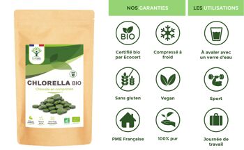 Chlorella Bio - Complément Alimentaire - Protéines Vitamine B12 - Poudre Chlorelle Pure - Comprimés - Conditionné en France- Certifié Ecocert - Vegan - en comprimés 9