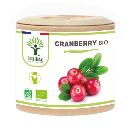 Cranberry Bio - Vaccinium macrocarpon - Complément alimentaire - Canneberge Sans Sucre - Fabriqué en France - Certifié Ecocert - 60 gélules - Vegan - gélules