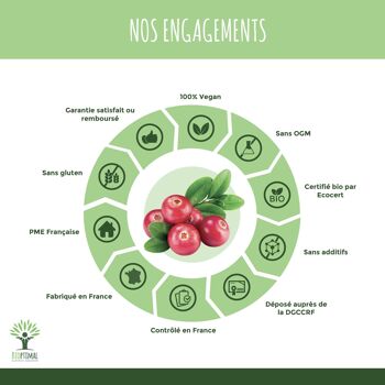Cranberry Bio - Vaccinium macrocarpon - Complément alimentaire - Canneberge Sans Sucre - Fabriqué en France - Certifié Ecocert - 60 gélules - Vegan - gélules 4