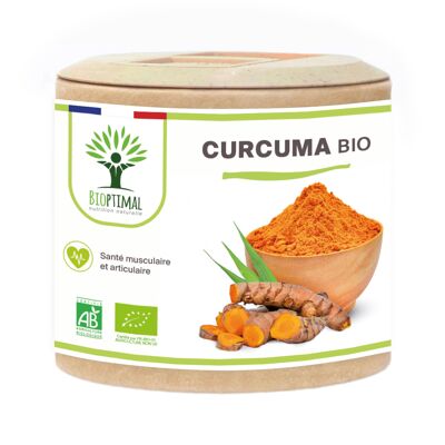 Kurkuma + schwarzer Bio-Pfeffer – Nahrungsergänzungsmittel – Gelenkverdauung – Curcumin-Piperin – hohe Absorption – hergestellt in Frankreich – Kapseln